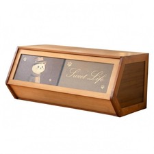 Slanted-Front Cabinet Cartoon-Style Bamboo Storage Cabinet for Living Room