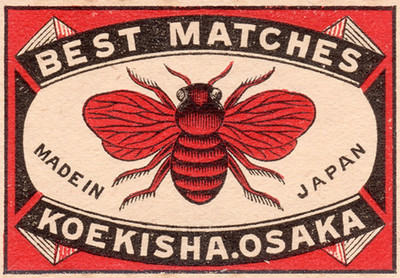 Koekisha Osaka Red Bee Match Label japanisches Poster - 16x12/20x16/24x18/36x24