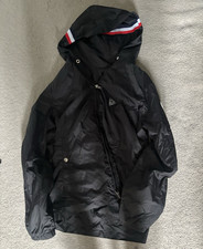 Moncler Men’s Black Hooded Zip Nylon Jacket Logo Patch Size S
