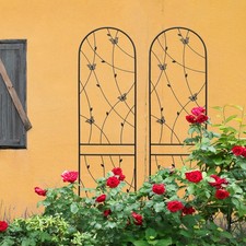 2 Pack Metal Garden Trellis 86.7x19.7 Rustproof Climbing Plant Support Black