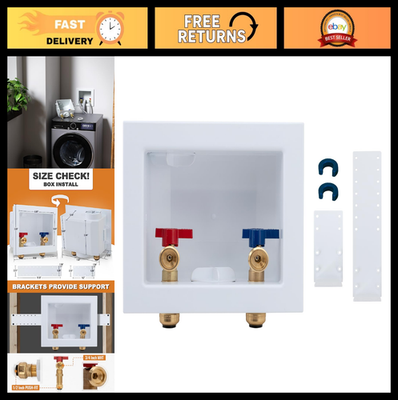 #ad Push Fit Laundry Washer Valve Box Washing Machine Outlet with Center Drain 1 2 $49.99