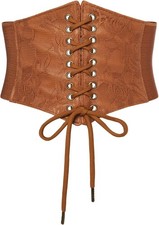 Corset Belt Lace-up Waspie Wide Elastic Waist Belt for Women Scarlet Darkness