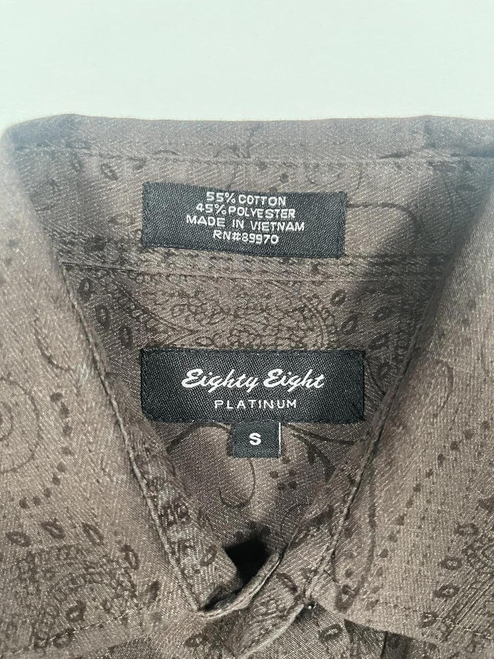 Eighty Eight Platinum Shirt Mens Small Paisley Long Sleeve Button Up Casual - Image 3 of 4