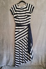 Lauren Ralph Lauren Black Label Sz 0 Black and White Striped Lined Jersey Dress