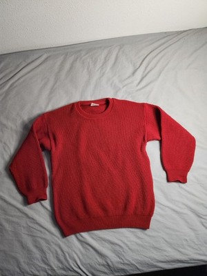 Vintage Knitworks Pure New Wool Sweater Mens Size Medium Crimson Red Knit NEW