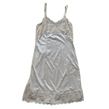 70s Vintage Wonder Maid Non Cling Slip Dress Lace Trim Cream Ivory Lingerie