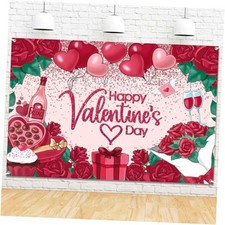 Valentine's Day Photo Backdrop Banner Red Rose Happy 7x5ft valentine backdrop