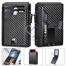 Men's Slim PopUp Bifold Carbon Fiber Wallet, RFID Blocking, Money Clip, Men Gift