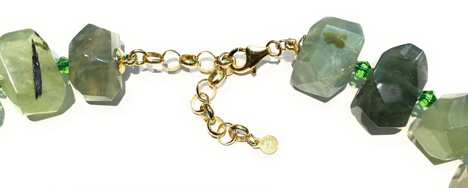 Collana diWa Jewels tipo Choker Prenite e Onice Argento e Cristalli Verdi - Immagine 4 di 4