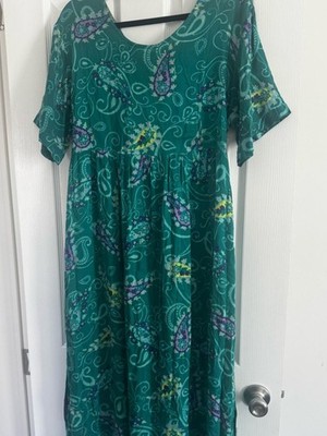 Vintage 90s Diane Von Furstenberg Teal Green Paisley Tie Back Dress Medium