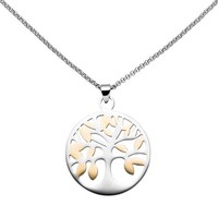 "Jobo \"46133\" Collier Kette Mit AnhäNger Lebensbaum Edelstahl Bicolor 46 Cm Verk"