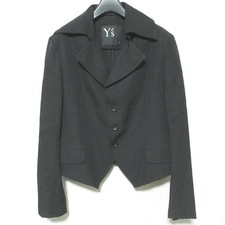Y's Yohji Yamamoto Linen Blend Cropped Tailored Jacket Size 3 Black Women USED