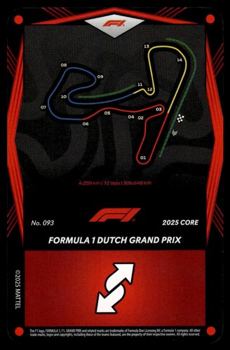 2025 Uno Elite Core Edition Formula 1 - Red #093 Formula 1 Dutch Grand Prix