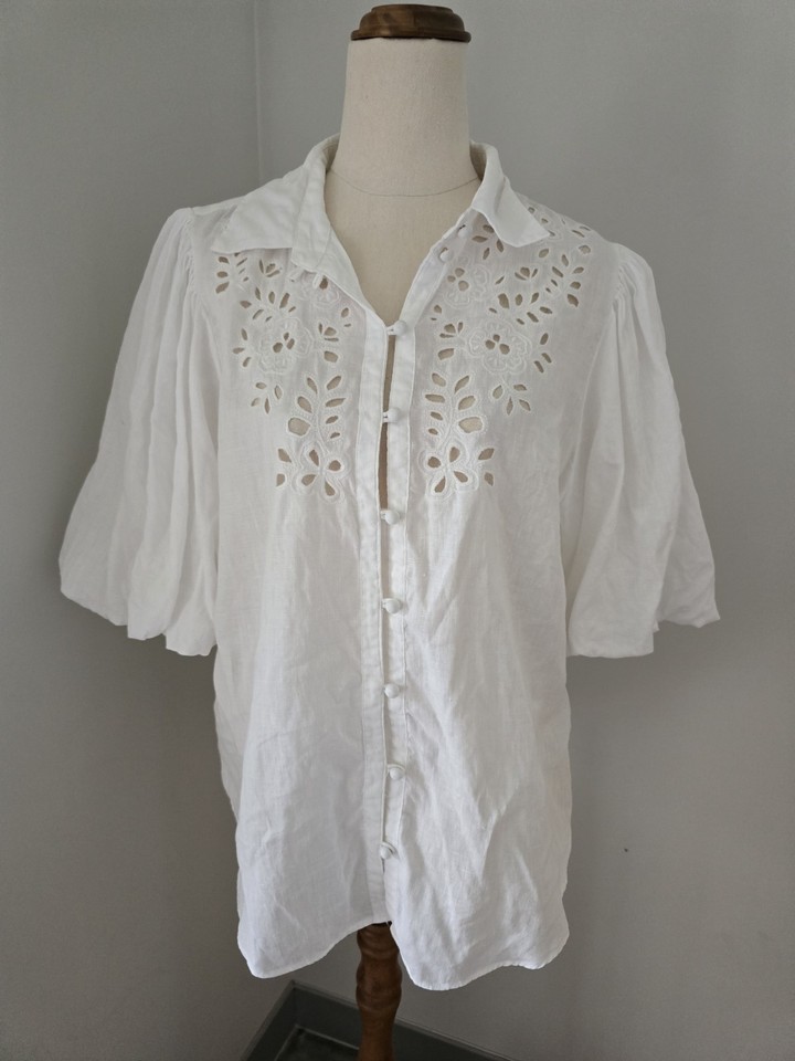 Witchery Women’s Top Shirt Linen Size 12 white excellent condition