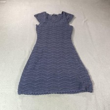 Athleta Sweater Dress Womens Medium Blue Crochet Fit Flare Lined Boho Summer