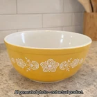 Vintage Pyrex 403 Butterprint Yellow White Mixing Bowl 2.5 Qt 1960s