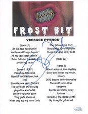 Riff Raff Signed Autographed 8.5x11 Lyric Sheet Rapper Jody Highroller ACOA COA