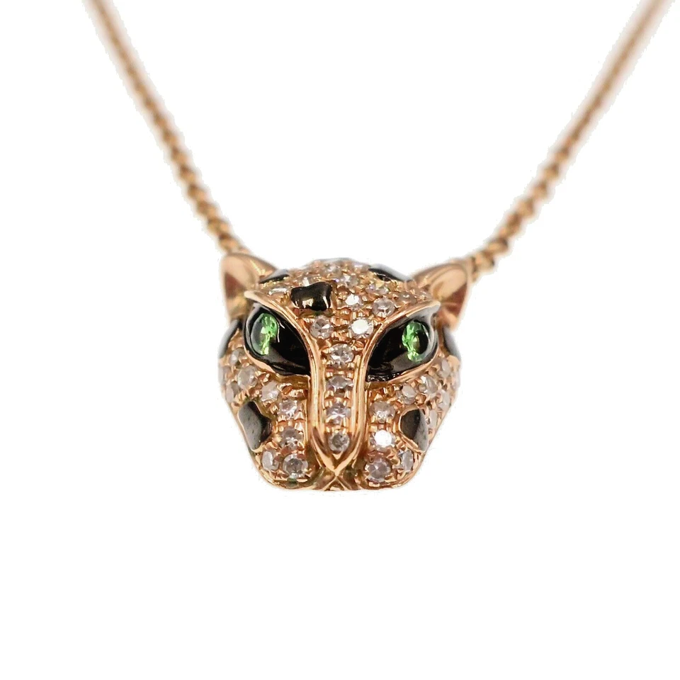 Collar pantera EFFY 14k diamante rosa macizo y esmalte negro 18 pulgadas Foto 2 de 4