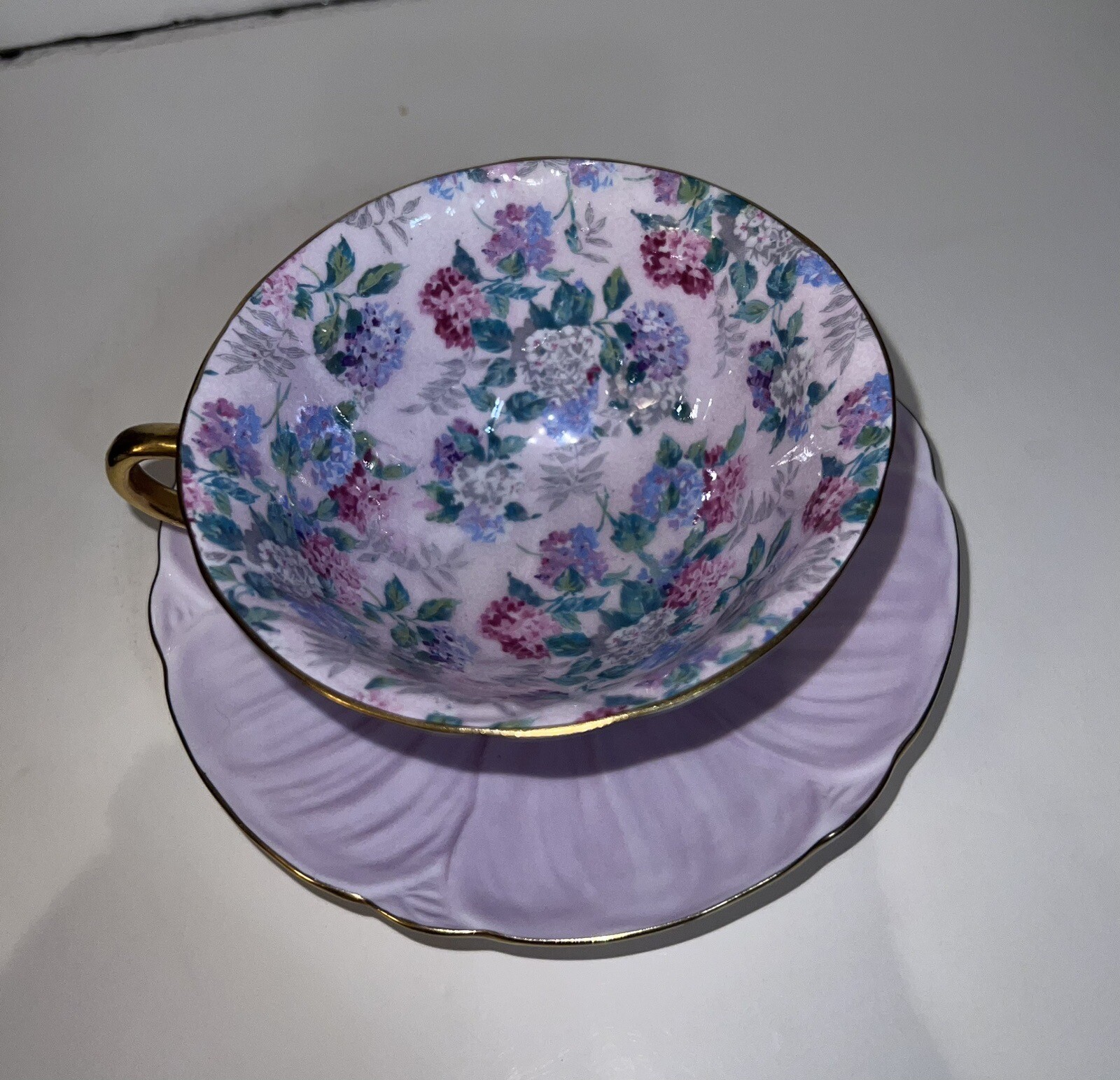 Vintage SHELLEY China Oleander Shape/Lilac Summer Glory Chintz Cup and Saucer eBay