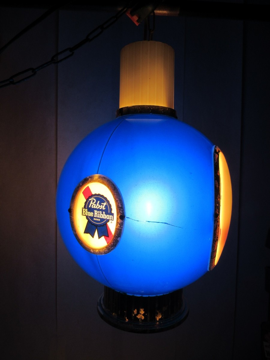 【極希少】 点灯確認済み Pabst パブスト ホワイトクリスタル 回転式 Vintage 1964 Pabst Blue Ribbon Beer PBR Hanging Lamp Light