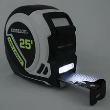 Komelon LED Light Tape Measure, White/Black - 25ft. - 25LED 