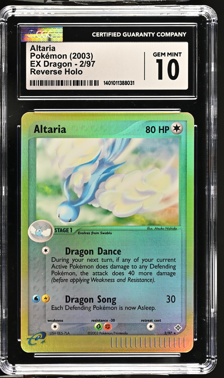 2003 Pokemon Altaria Reverse Holo CGC 10 GEM MINT EX Dragon 2/97