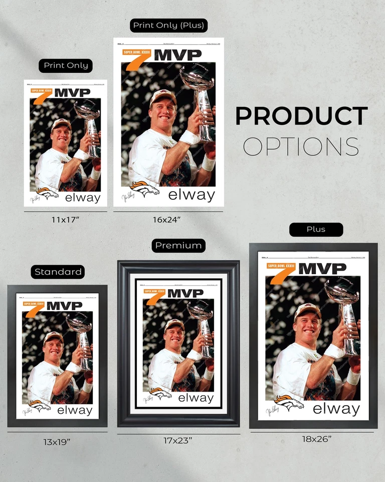 1999 John Elway Super Bowl MVP Framed Front Page Newspaper Print - Image 4 of 4