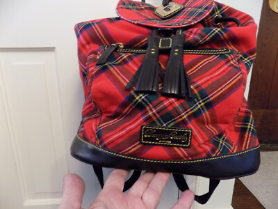 Dooney & Bourke Black Red & Green Tartan Plaid Backpack Bag Tartan Collection Dooney Bourke Large Backpack main image 4