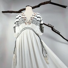 ZARA 🤍 ABITO MAXI ABITO CAFTANO TUNICA ABITO DA SPIAGGIA COTONE RICAMATO OVERSIZE 