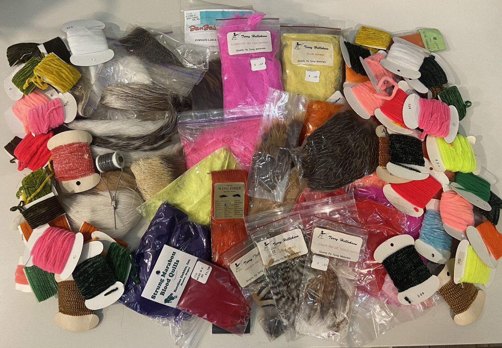 Fly fishing materials lot, fly tying, fly making supplies, fur