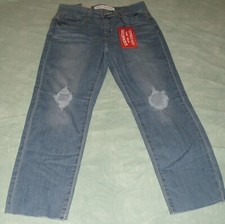 Levis Mid Rise Slim Boyfriend Jeans Cropped Destroyed Stretch Size 6 W 28 NWT