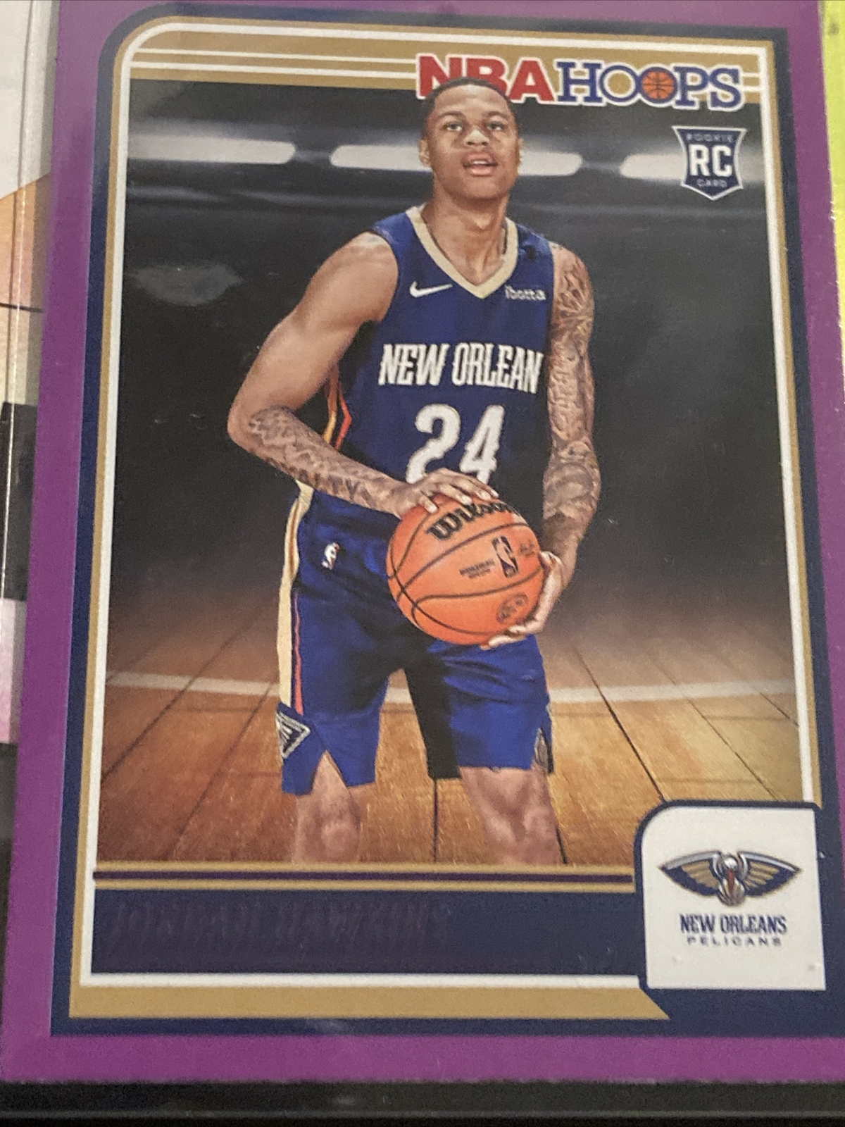 JORDAN HAWKINS 2023-24 PANINI NBA HOOPS PURPLE PARALLEL #269 PELICANS RC
