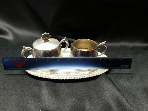 Antique Crosby cream and sugar with Tray silver plated. - Picture 7 of 9