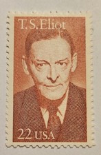 USA 1986, T.S. ELIOT, Scott #2239, 22-Cent Single Mint Stamp, MNH, FAST SHIPPING