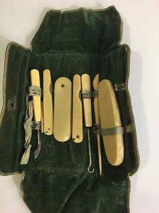 Antique Manicure Set with Case - Late Victorian Period - 7 Piece Set (1001488)