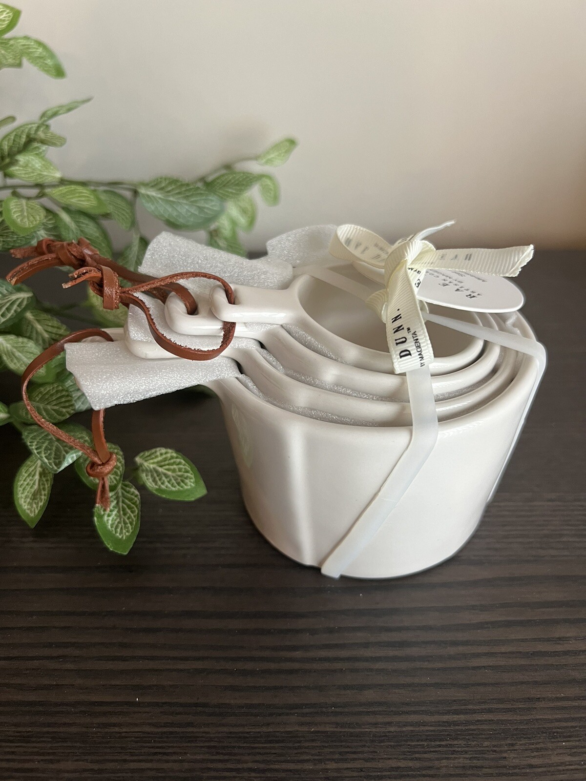 NEW RAE DUNN MEASURING CUPS 1/4 1/2 1/3 1 NESTING HANDLE CUPS SET FARM WHITE