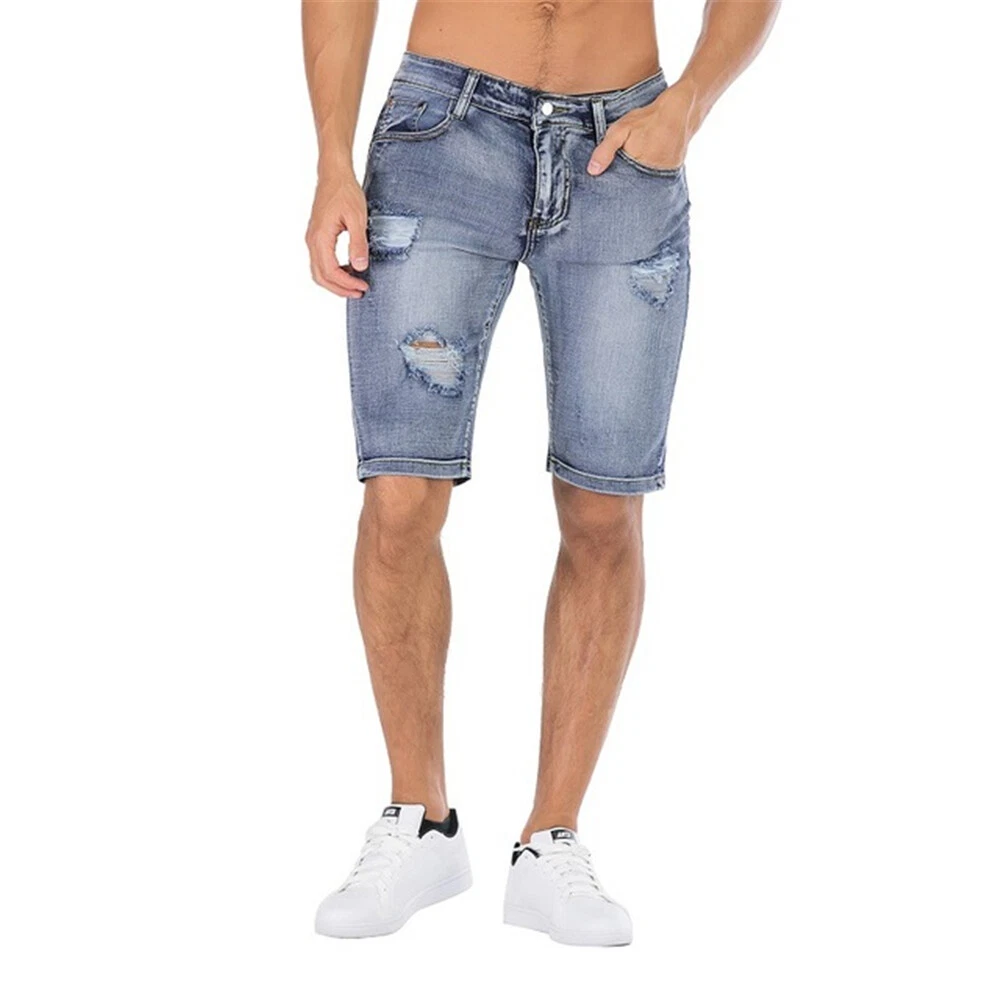 Mens Ripped Denim Shorts Short Jeans Casual Pant Short Trousers Cargo Shorts