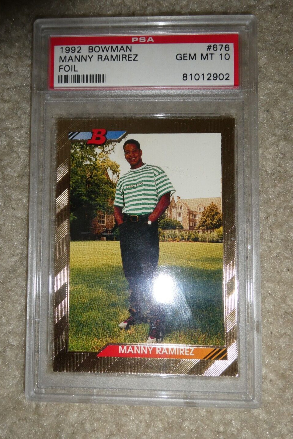 PSA 10 Gem Mint 1992 Bowman Manny Ramirez Foil Rookie Card #676