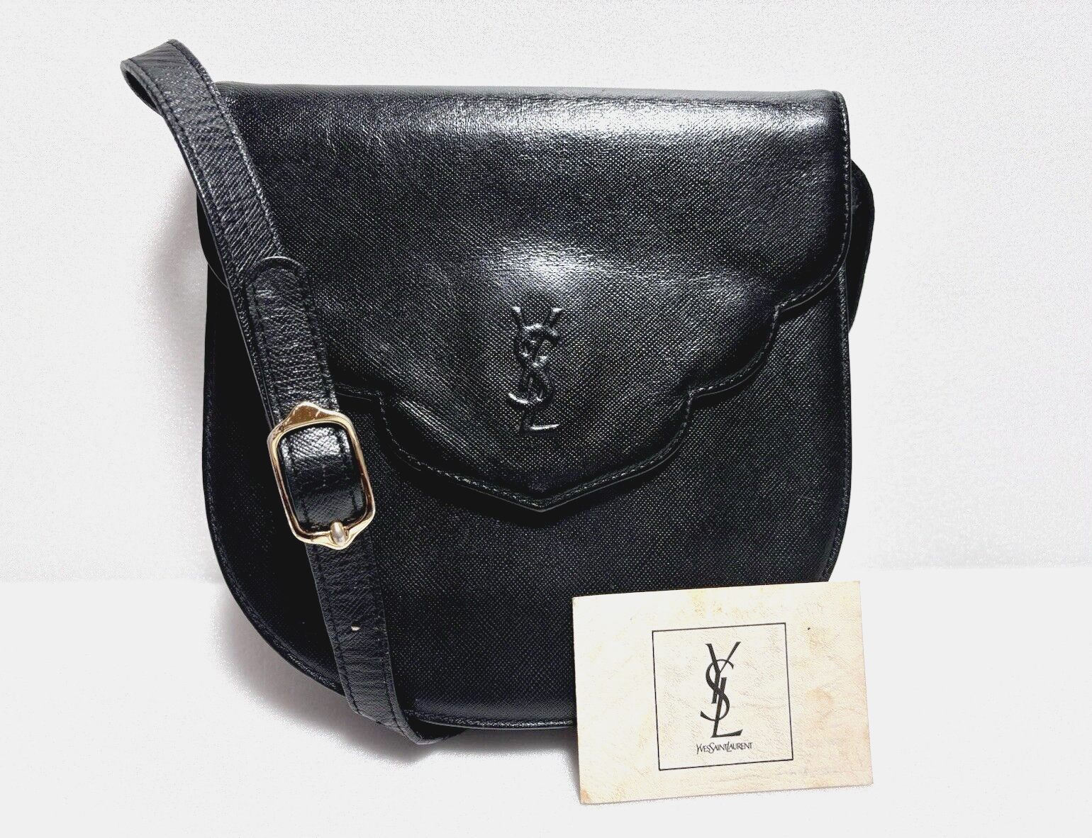 Borsa a tracolla Yves Saint Laurent vintage YSL in pelle nera autentica