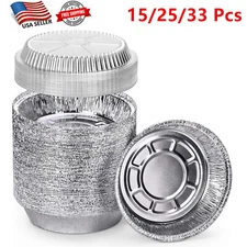 Round 7" Disposable Aluminum Foil Pan for Baking Oven-Safe with Dome Clear Lids