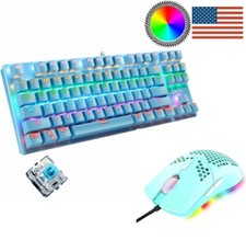 US PC Gaming Keyboard and Mouse Set for PS4 Xbox Mechanical Wired 6400DPI RGB