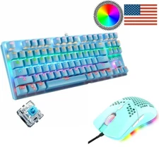 US PC Gaming Keyboard and Mouse Set for PS4 Xbox Mechanical Wired 6400DPI RGB