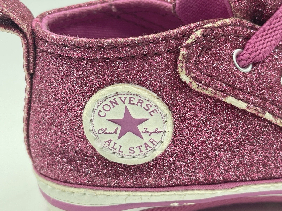 Converse All Star Sneakers Girl s Toddler 3 M Pink Glitter Chuck Taylor Shoes