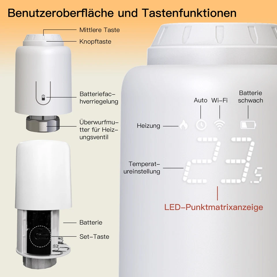 MOES Smart Heizkörperthermostat ZigBee Thermostat Heizkörper Alexa Google APP - Bild 4 von 4