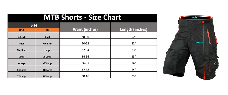 Mens Cycling MTB Short Off Road Downhill Bicycle Shorts Detachable Padded Liner - Image 3 of 3