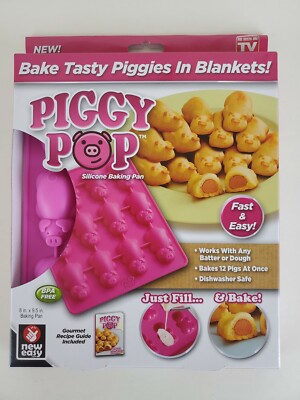 Piggy Pop As Seen On TV Pink Silicone Mold Pan Bake Pigs In A Blanket ASOTV NEW