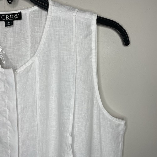 J.CREW Leinenkleid Damen XL weiß genäht Midi NEU ärmellos CA671 *ohne Gürtel* - Bild 3 von 10