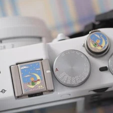 Metal Camera Hot Shoe Cover Cap Shutter Button For Canon Nikon Fuji Sony Leica