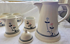 Pfaltzgraff Flower Tea/Coffee Set: 8 Cups, Pot, Creamer, Sugar cup (USA Made)