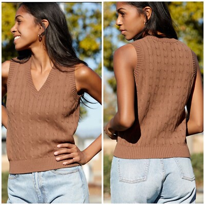 Brandy Melville John Galt Brown Marlena Sweater Cable Knit Vest NWT One  Size